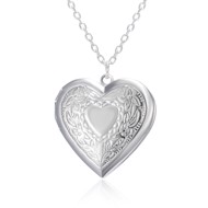 Halskæde: hjerte, der kan åbnes, sølv